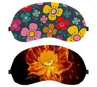 2 Pack Sleep Mask for Back and Side Sleeper, 100% Light Blocking Eye Mask, Fire Burning Flower Adjustable & Breathable Sleeping Eye Cover, Zero Eye Pressure