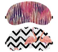 2 Pack Sleep Mask for Back and Side Sleeper, 100% Light Blocking Eye Mask, Striped Flamingo Adjustable & Breathable Sleeping Eye Cover, Zero Eye Pressure