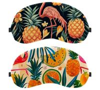 2 Pack Sleep Mask for Back and Side Sleeper, 100% Light Blocking Eye Mask, Tropical Fruit Flamingo Adjustable & Breathable Sleeping Eye Cover, Zero Eye Pressure