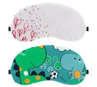 2 Pack Sleep Mask for Back and Side Sleeper, 100% Light Blocking Eye Mask, We Love Soccer Game Dinosaur Adjustable & Breathable Sleeping Eye Cover, Zero Eye Pressure