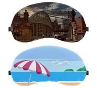 2 Pack Sleep Mask for Back and Side Sleeper, Beach Resort Landscape 100% Light Blocking Eye Mask, Adjustable & Breathable Sleeping Eye Cover, Zero Eye Pressure