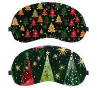2 Pack Sleep Mask for Back and Side Sleeper, Christmas Trees Snowflake Winter 100% Light Blocking Eye Mask, Adjustable & Breathable Sleeping Eye Cover, Zero Eye Pressure