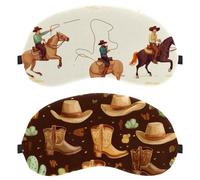 2 Pack Sleep Mask for Back and Side Sleeper, Cowboy Wild West Caps Boots Cactus Brown 100% Light Blocking Eye Mask, Adjustable & Breathable Sleeping Eye Cover, Zero Eye Pressure