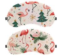 2 Pack Sleep Mask for Back and Side Sleeper, Cute Christmas Bell Flamingo Pattern 100% Light Blocking Eye Mask, Adjustable & Breathable Sleeping Eye Cover, Zero Eye Pressure