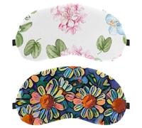 2 Pack Sleep Mask for Back and Side Sleeper, Daisies Flowers Colorful Garden 100% Light Blocking Eye Mask, Adjustable & Breathable Sleeping Eye Cover, Zero Eye Pressure