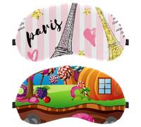 2 Pack Sleep Mask for Back and Side Sleeper, Pumpkin House and Chocolate River 100% Light Blocking Eye Mask, Adjustable & Breathable Sleeping Eye Cover, Zero Eye Pressure