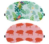 2 Pack Sleep Mask for Side Sleeper Men Women, Farm Pigs Pattern Pink Background Light Blocking Eye Mask Cover Eyeshade with Adjustable Strap, Night Blindfold