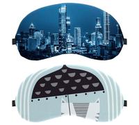 2 Pack Sleep Mask for Side Sleeper Men Women, Light Blocking Eye Mask Cover Eyeshade with Adjustable Strap, Cat Blue Night Blindfold