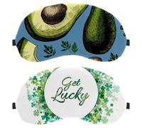 2 Pack Sleep Mask for Side Sleeper Men Women, Light Blocking Eye Mask Cover Eyeshade with Adjustable Strap, Get Lucky Clovers Night Blindfold