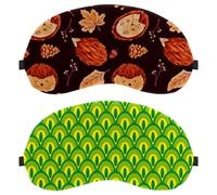 2 Pack Sleep Mask Green Peacock Tail Pattern, Eye Mask for Men Women, No Pressure Night Eye Cover, Breathable Sleeping Eye Mask, Light Blocking