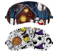 2 Pack Sleep Mask, Halloween Pumpkin Youkai Magic Cute Completely Block Out Light Eye Mask for Side Sleeper, Zero Eye Pressure Night Blindfold, Adjustable Eye Shade Cover