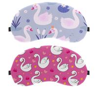 2 Pack Sleep Mask, Happy Swan Crown Heart SAR Pink Background Light Blocking Sleeping Eye Mask for Women Men, Night Blindfold, Breathable Eye Mask Cover