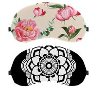 2 Pack Sleep Mask, Light Blocking Sleeping Eye Mask for Women Men, Black White Mandala Flower Night Blindfold, Breathable Eye Mask Cover