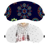 2 Pack Sleep Mask, Light Blocking Sleeping Eye Mask for Women Men, Night Blindfold, Bohemia Boho Style Dreamcatcher Feather Breathable Eye Mask Cover