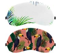 2 Pack Sleep Mask, Light Blocking Sleeping Eye Mask for Women Men, Night Blindfold, Toucan Birds Pattern Green Leaves Tropical Pink Breathable Eye Mask Cover