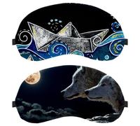 2 Pack Sleep Mask, Light Blocking Sleeping Eye Mask for Women Men, Night Blindfold, Wolves Look The Moon Breathable Eye Mask Cover