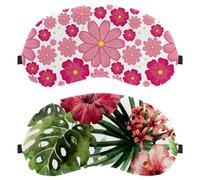 2 Pack Sleep Mask, Light Blocking Sleeping Eye Mask for Women Men, Tropical White Floral Night Blindfold, Breathable Eye Mask Cover