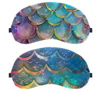 2 Pack Sleep Mask Magic Rainbow Mermaid Scales Pattern, Eye Mask for Men Women, No Pressure Night Eye Cover, Breathable Sleeping Eye Mask, Light Blocking