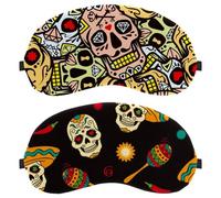 2 Pack Sleep Mask, Mexico Sugar Skull Design Light Blocking Sleeping Eye Mask for Women Men, Night Blindfold, Breathable Eye Mask Cover