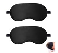 2 Pack Sleep Mask,Silk Eye Mask with Adjustable Strap, Soft Eye Eye Sleep Shade Cover, 100% Light-Blackout Design Reduces Puffy Eyes, Sleeping Aid Blindfold for Night, Travel, Nap (Black*Black)