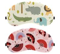 2 Pack Sleep Mask, Traditional Spanish Fan Pattern Completely Block Out Light Eye Mask for Side Sleeper, Zero Eye Pressure Night Blindfold, Adjustable Eye Shade Cover