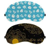 2 Pack Sleep Mask, Vintage Golden Sun and Moon Clouds Light Blocking Sleeping Eye Mask for Women Men, Night Blindfold, Breathable Eye Mask Cover