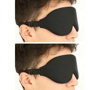 2 Pack Sleep Masks Black 3D Contoured Eye Mask for Sleeping Adjustable Strap Rebound Memory Foam Comfortable Fit