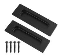 2 Pack Sliding Door Handle 4.75" Recessed Flush Finger Pulls, Matte Black Stainless Steel Cabinet Drawer Knobs for Kitchen Cupboards, Wardrobe Dresser, Barn Doors, and Closet -Includes Mounting Screws