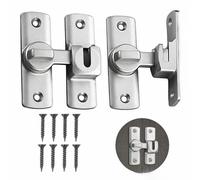 2 Pack Sliding Door Latch Made of Alloy, 90 Degree/180 Degree Sliding Latch, with Fixing Screws, for Engineering, Hotels, Residential