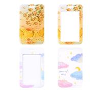 2 Pack Sliding ID Badge Holder, Hard Plastic Badge Holder with Clear Window, Key Card Holder Protector Pouch for Office School ID Cards Proximity Key Cards Bus Cards (Sunset Cloud)