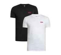 Levi's Men's 2-Pack Crewneck Graphic Tee T-Shirt, Chesthit White / Caviar, S