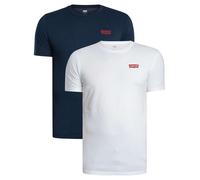 Levi's Men's 2-Pack Crewneck Graphic Tee T-Shirt, Chesthit White / Dress Blues, S