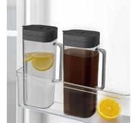 [2-PACK] SlimFit 2 Quart (2 Liter) pitcher with lid - Water jug for fridge door - Leakproof 64oz plastic pitcher with lid - Drink Container for Juice, Iced Tea, Coffee, BPA-Free Plastic, Black