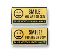 2 PACK - Small 100mm X 50mm SMILE YOU ARE ON CCTV Self Adhesive Stickers - Yellow/Black, Sign, Warning, Private Property, Surveillance SG208