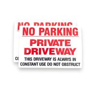 2 PACK - Small 100mm X 65mm No Parking Private Driveway Self Adhesive Stickers - Sign, Caution, Driveway Warning, Private Property