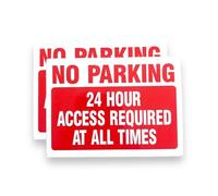 2 PACK - Small 100mm X 70mm No Parking 24hr Hour Access Required Self Adhesive Stickers - White/Red, No Unauthorised Vehicles, Sign, Caution, Driveway Warning, Private Property