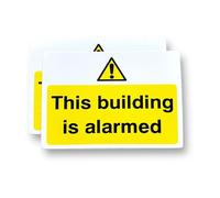 2 PACK - Small 100mm X 70mm THIS BUILDING IS ALARMED Adhesive Stickers - Sign CCTV, Warning, Sign, Recording, Private Property, Surveillance