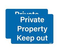 2 PACK - Small 10cm Private Property Keep Out Self Adhesive Stickers - Caution, Sign, Notice, Warning SG202