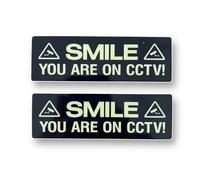 2 PACK - Small 120mm X 40mm Smile Your On CCTV Self Adhesive Stickers - Sign CCTV, Warning, Sign, Recording, Private Property, Surveillance