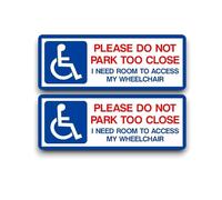 2 PACK - Small 12cm PLEASE DO NOT PARK TOO CLOSE Self Adhesive Stickers - Mobility Car, Van, Wheelchair, disability Sign, Caution, Warning, Private Property, Disability