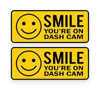 2 Pack - Small 14cm Sticker Gold - Smile Your ON Dash CAM Self Adhesive Stickers - Yellow/Black, Car, Van, Sign, Warning, CCTV, Surveillance, Camera, Vehicle Security