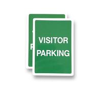 2 PACK - Small 70mm X 100mm VISITOR PARKING Adhesive Stickers - Sign, Notice, Decal, Car Park