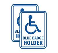 2 Pack - Small 7cm X 9.5cm Blue Badge Holder Disabled Self Adhesive Stickers - Mobility Car, Van, Wheelchair, Disability Sign, Caution, Warning Blue SG032