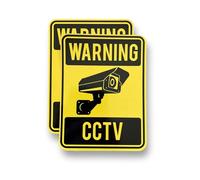 2 PACK - Small 80mm X 100mm WARNING CCTV Self Adhesive Stickers - Yellow/Black, Sign, Private Property, Surveillance