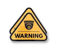 2 PACK - Small 80mm X 60mm Warning CCTV RECORDING TRIANGLE Self Adhesive Stickers - Yellow/Black, Sign, Private Property, Surveillance SG209