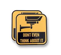 2 PACK - Small 85mm X 85mm DONT EVEN THINK ABOUT IT CCTV Self Adhesive Stickers - Square, Sign, Private Property, Surveillance
