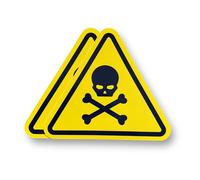 2 PACK - Small 90mm X 80mm TOXIC SKULL AND CROSSBONES Self Adhesive Stickers - Warning Triangle, Caution, Sign, Private Property, Surveillance, Danger, Skull SG248