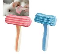 2 Pack Small Animal Rabbit Brush,Soft Silicone Cat Brush & Puppy Brushs for Grooming,Bunny Grooming Kit with Massage Comb,Pet Supplies Cats Hair Comb Suitable(Pink + Lake Blue)