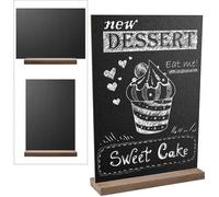 2 Pack Small Chalkboard Tabletop Chalk Board with Stand, Buffet Menu Signs Blackboard for Party, Bar and Restaurant