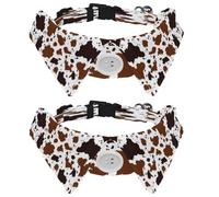 2 Pack Small Dog Bow Ties Shirt Collar, Brown Cow Print Puppy Dogs Cats Bowties for Party Wedding Holiday Pet Accessories